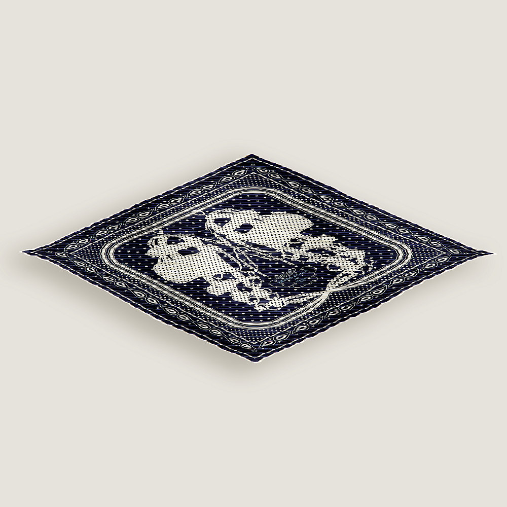 Brides de Gala pleated bandana 55 - Blue | Hermès Mainland China